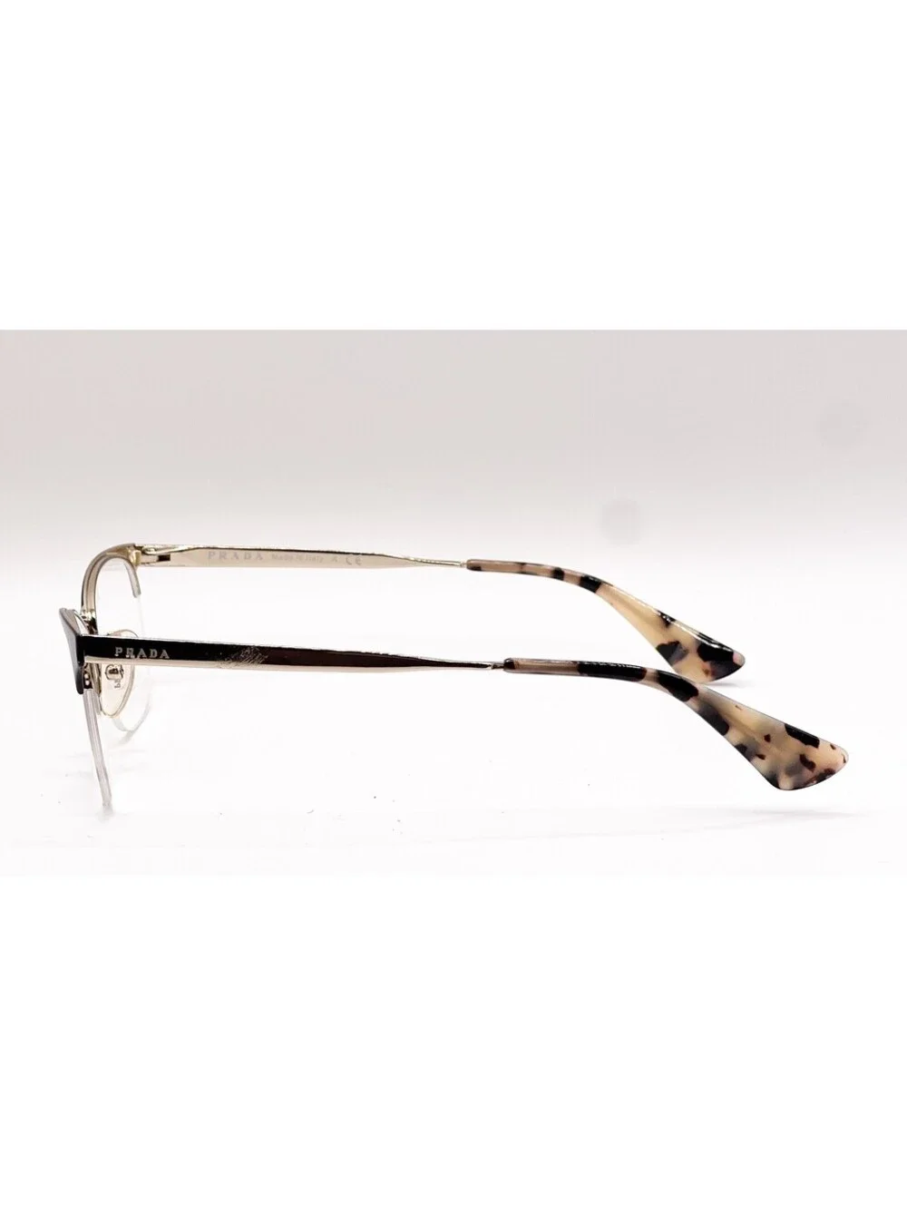 Prada Vpr 65Q QE3-1O1 Black Gold Cat Eye Authentic Eyeglass Frames 51-17-140